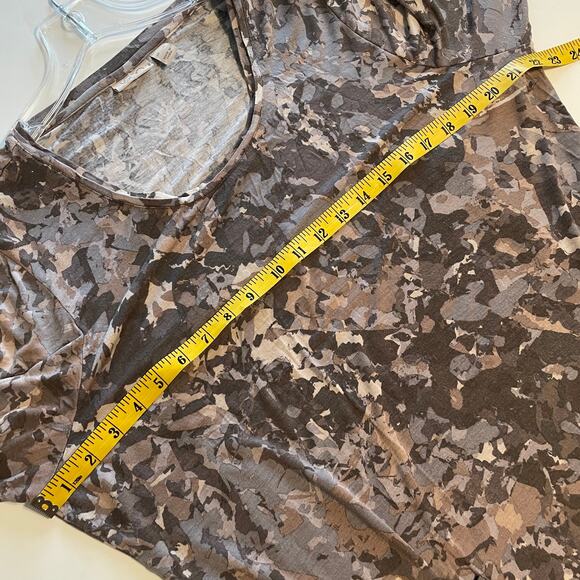 LOGO Abstract Pocket Tunic Womens XL Gray & Tan Knit Long Sleeve Casual Top - Picture 6 of 7